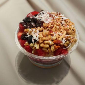 Blue Bowl Superfoods - Custom bowl top view. - Juice Bars & Smoothies Near Me - Orange, California