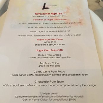 Shangri-La Hotel - Nutcracker tea menu $75 per person including "complimentary" prosecco. - Hotels Near Me - Toronto, Ontario Shangri-La Hotel - Nutcracker tea menu $75 per person including "complimentary" prosecco. - Hotels Near Me - Toronto, Ontario