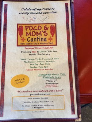 Menu photo 1 Poco & Moms Tucson, AZ