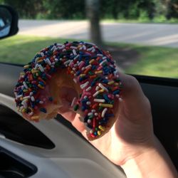 Donut Time - Pink sprinkle donut.