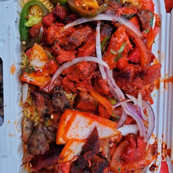 Indian King Biryani House - Chili chicken and chili lamb over biryani - Food Trucks Near Me - New York, New York
