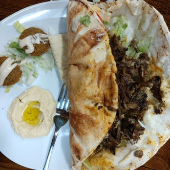 Abby's Mediterranean Grill - Lebanese beef wrap with falafel and hummus - Middle Eastern Near Me - Alpharetta, Georgia