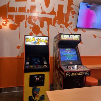 Proudly Serving - Arcade; they don't keep quarters stocked so bring your own - Burgers Near Me - Long Beach, California
