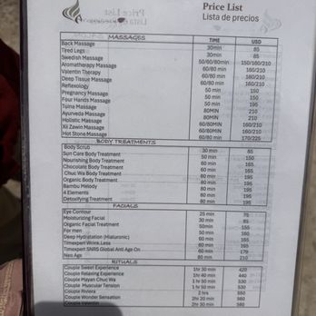 Valentin Imperial Maya - Menu for spa - Hotels Near Me - Playa del Carmen, ROO