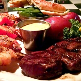 Flamingo Grill - Filet with lemon pepper shrimp | via munchingtheglobe.com - Seafood Near Me - Myrtle Beach, South Carolina