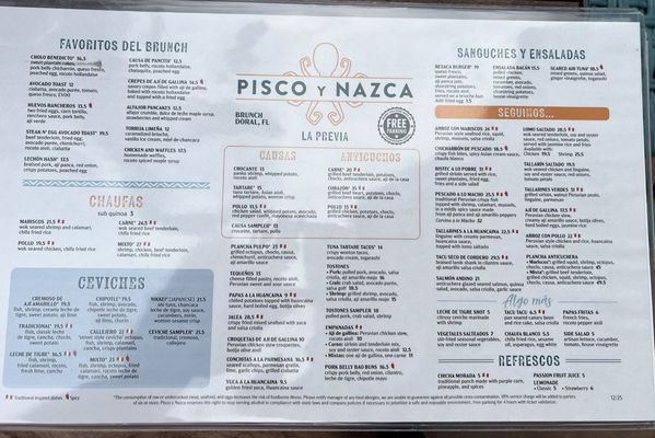 Menu photo 3 Pisco y Nazca Ceviche Gastrobar Doral, FL Menu photo 3 Pisco y Nazca Ceviche Gastrobar Doral, FL