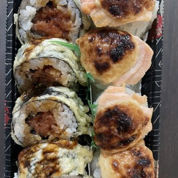 SushiStop Pasadena - (f051) Spicy Tuna Tempura Roll, (f043) Baked Salmon Roll - Sushi Bars Near Me - Pasadena, California SushiStop Pasadena - (f051) Spicy Tuna Tempura Roll, (f043) Baked Salmon Roll - Sushi Bars Near Me - Pasadena, California