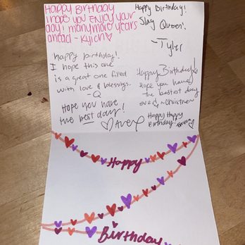 O-Ku - Handwritten birthday card from the servers! - Sushi Bars Near Me - Washington, DC, District of Columbia