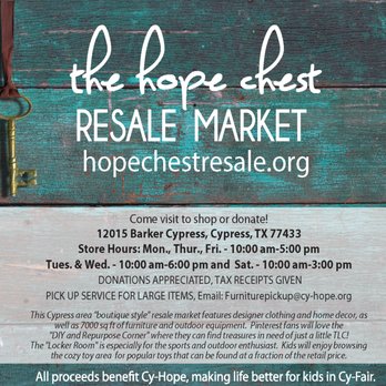 Cy-Hope - The Hope Chest Resale Market benefits Cy-Hope - Community Service/Non-Profit Near Me - Cypress, Texas Cy-Hope - The Hope Chest Resale Market benefits Cy-Hope - Community Service/Non-Profit Near Me - Cypress, Texas