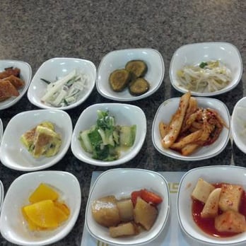 Korean BBQ Plus - 13 small dishes brought to the table!!! Amazing :D - Korean Near Me - Concord, California