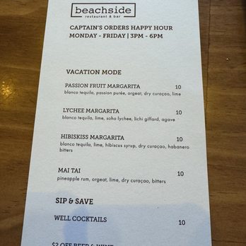 Beachside Restaurant and Bar - HH menu - New American Near Me - Marina del Rey, California