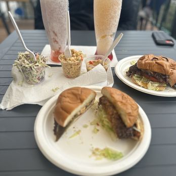 Crack - Full meal. Burger was split to be shared. That is what marriage is all about. - Burgers Near Me - Long Beach, California