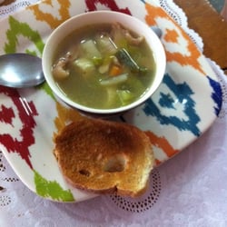 Sylvia's Grands Amis - Chicken noodle soup and crusty butter bread
