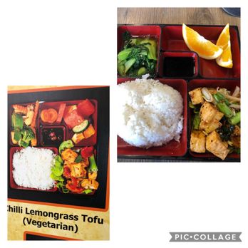 Saigon Noodle - Picture vs the actual bento box meal. $13. - Vietnamese Near Me - Bondi Junction, NSW