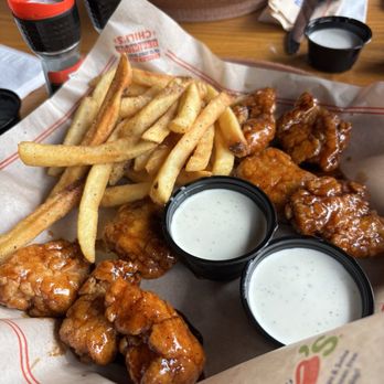Chili's - Delicious chicken nuggets with the honey hot honey barbecue seasonal fries and a soup and a salad - American Near Me - Vacaville, California
