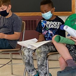 Common School - My son in class wearing a horribly clashing outfit.