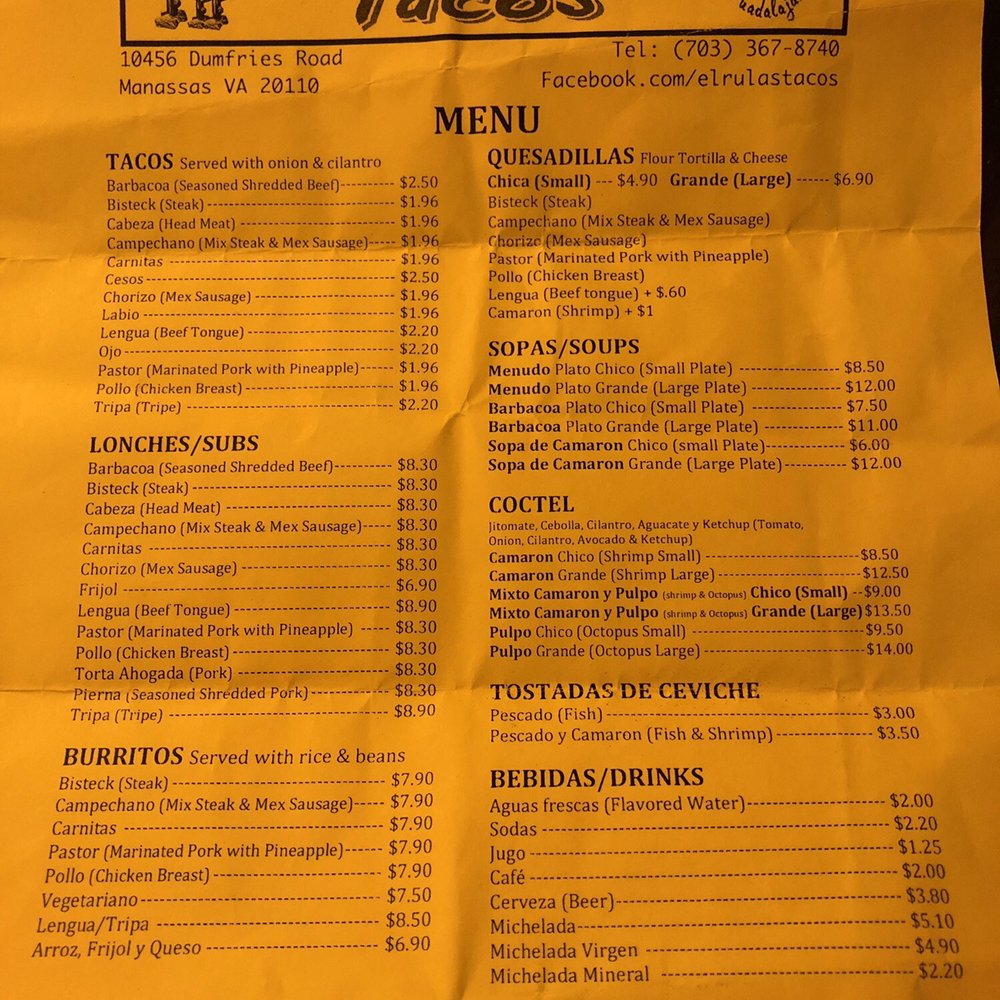 El Rulas Tacos - Mexican Near Me - Manassas, Virginia El Rulas Tacos - Mexican Near Me - Manassas, Virginia