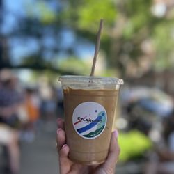 Iced Caffe Latte (~$6) with oat milk (+$1)