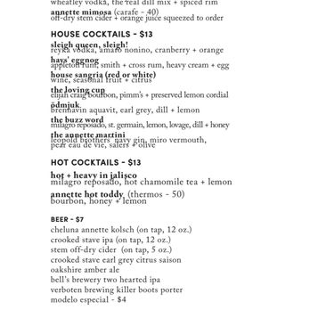 Annette - Brunch Cocktail menu December 2020 - Wine Bars Near Me - Aurora, Colorado Annette - Brunch Cocktail menu December 2020 - Wine Bars Near Me - Aurora, Colorado