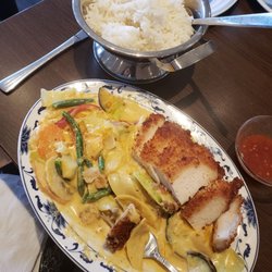 Asia Wok - #53 fried chicken red curry (half eaten) Very delicious