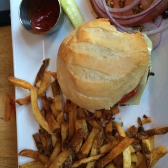 District Kitchen & Bar - District burger with cheddar chesse - New American Near Me - Pittsfield, Massachusetts District Kitchen & Bar - District burger with cheddar chesse - New American Near Me - Pittsfield, Massachusetts