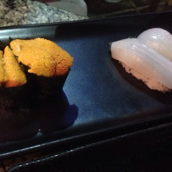 Mikuni - Uni and squid nigiri - Japanese Near Me - Davis, California Mikuni - Uni and squid nigiri - Japanese Near Me - Davis, California