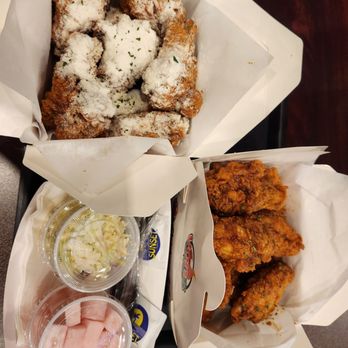 Vons Chicken - Powder = honey butter fried half ($16), crispy fried mild ($15.50) on 9-13-23 side coleslaw and pickled radish - Korean Near Me - Rancho Cordova, California Vons Chicken - Powder = honey butter fried half ($16), crispy fried mild ($15.50) on 9-13-23 side coleslaw and pickled radish - Korean Near Me - Rancho Cordova, California
