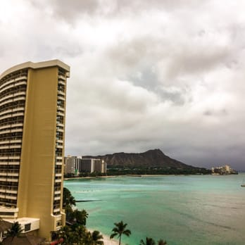 Halekulani Hotel - View from 14th floor suite with ocean view. This was today, the calm before storm Darby hit. - Hotels Near Me - Honolulu, Hawaii