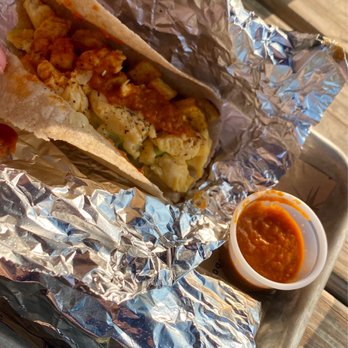 The Meteor - GF Veggie Breakfast Taco with Potato Egg Cheese (added avocado for 75¢ but there wasn't much) - Coffee & Tea Near Me - Bentonville, Arkansas The Meteor - GF Veggie Breakfast Taco with Potato Egg Cheese (added avocado for 75¢ but there wasn't much) - Coffee & Tea Near Me - Bentonville, Arkansas