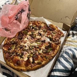All American Sandwiches N Pizza - Meat Lovers Pizza added mushrooms and onion and bell peppers   California Sandwich