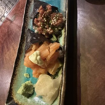 Roka Akor - Salmon Avocado and Crunchy Spicy Tuna Handrolls - Sushi Bars Near Me - San Francisco, California Roka Akor - Salmon Avocado and Crunchy Spicy Tuna Handrolls - Sushi Bars Near Me - San Francisco, California