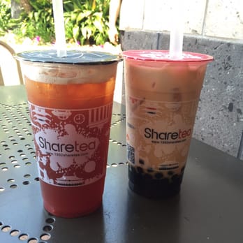 Sharetea - Strawberry black tea and oolong milk tea with boba - Bubble Tea Near Me - Santa Ana, California
