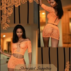 Showgirl Supplies - Our favorite new designer has entered the chat with this STUNNING orange skirt set! This color compliments every skin tone and is a knockout