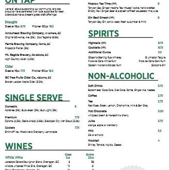 Dapper's Landing - Wine Menu - Diners Near Me - Fairmont Hot Springs, British Columbia