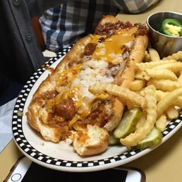 Ginormous chili cheese dog, enough for 2 Ginormous chili cheese dog, enough for 2