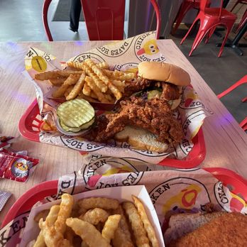 Dave's Hot Chicken - Dave's #3 1 Tender & 1 Slider w/ Fries - Chicken Shop Near Me - Denver, Colorado Dave's Hot Chicken - Dave's #3 1 Tender & 1 Slider w/ Fries - Chicken Shop Near Me - Denver, Colorado