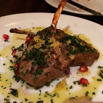 Sparrow London - Grilled lamb chops w/tahini aubergine & pomegranate salsa - British Near Me - London, XGL