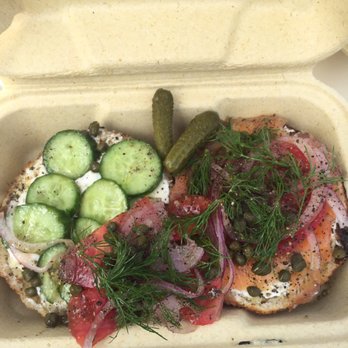 Courage Bagels - Run it through the garden and salmon bagel on burnt everything - Bagels Near Me - Los Angeles, California