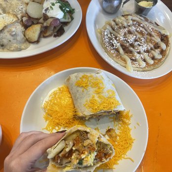 Jelly - Left: Southern Biscuit
Right: Cinnamon Roll Pancake
Bottom: Breakfast Burrito - New American Near Me - Denver, Colorado Jelly - Left: Southern Biscuit
Right: Cinnamon Roll Pancake
Bottom: Breakfast Burrito - New American Near Me - Denver, Colorado