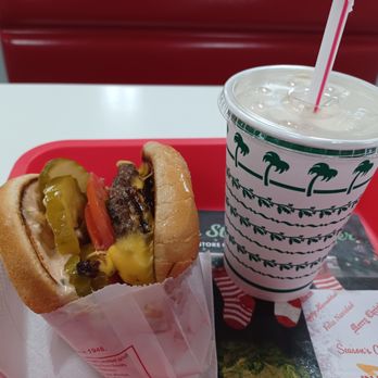 In-N-Out Burger - Cheeseburger ($3.75) and Chocolate Shake ($2.85) - Burgers Near Me - La Mirada, California