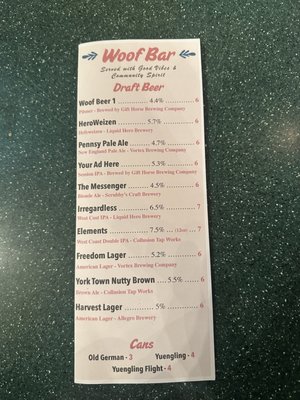 Menu photo 2 Woof Bar York, PA Menu photo 2 Woof Bar York, PA