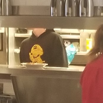 IHOP - Employee on the line wearing a hooded shirt with Mario from Nintendo raising the middle finger. My kid saw this. - Breakfast & Brunch Near Me - Anchorage, Alaska