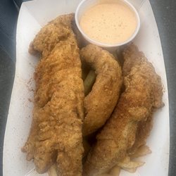 Three piece fried whiting and french fries