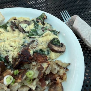 The Universal - Build-Your-Own Scramble with spinach, mushrooms, and gouda. - Breakfast & Brunch Near Me - Denver, Colorado The Universal - Build-Your-Own Scramble with spinach, mushrooms, and gouda. - Breakfast & Brunch Near Me - Denver, Colorado
