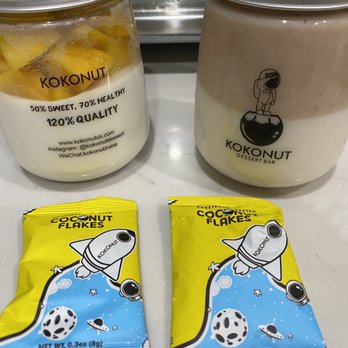 KOKONUT - Coconut and mango on the left and coconut with taro on the right - Ice Cream & Frozen Yogurt Near Me - Costa Mesa, California