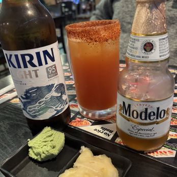 Sushi Okoku - Kirin light beer and michelada with modelo beer - Sushi Bars Near Me - Riverside, California