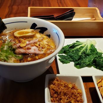 Tsujita Artisan Noodle - Extra fried onion, garlic, and bukchoy on the side. Very hot broth, as it should be! - Ramen Near Me - Houston, Texas Tsujita Artisan Noodle - Extra fried onion, garlic, and bukchoy on the side. Very hot broth, as it should be! - Ramen Near Me - Houston, Texas