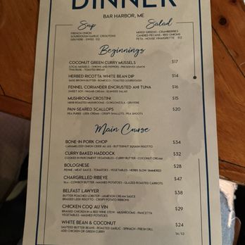 Dinner Bar Harbor - Menu - Salad Near Me - Bar Harbor, Maine