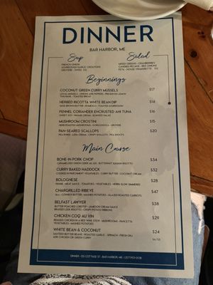 Menu photo 1 Dinner Bar Harbor Bar Harbor, ME