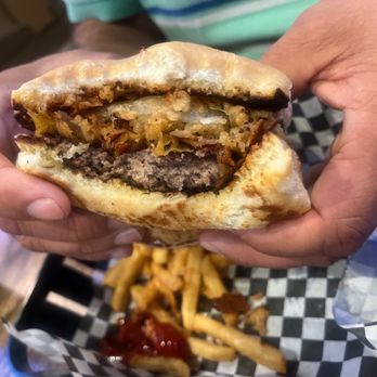 Billy's Grille & Bar - Papa burger and fries with really dry, flavorless meat patty. - Bars Near Me - Bay City, Texas